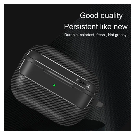 Apple AirPods Pro 3 Carbon TPU Hoesje met Karabijnhaak Zwart afbeelding 3