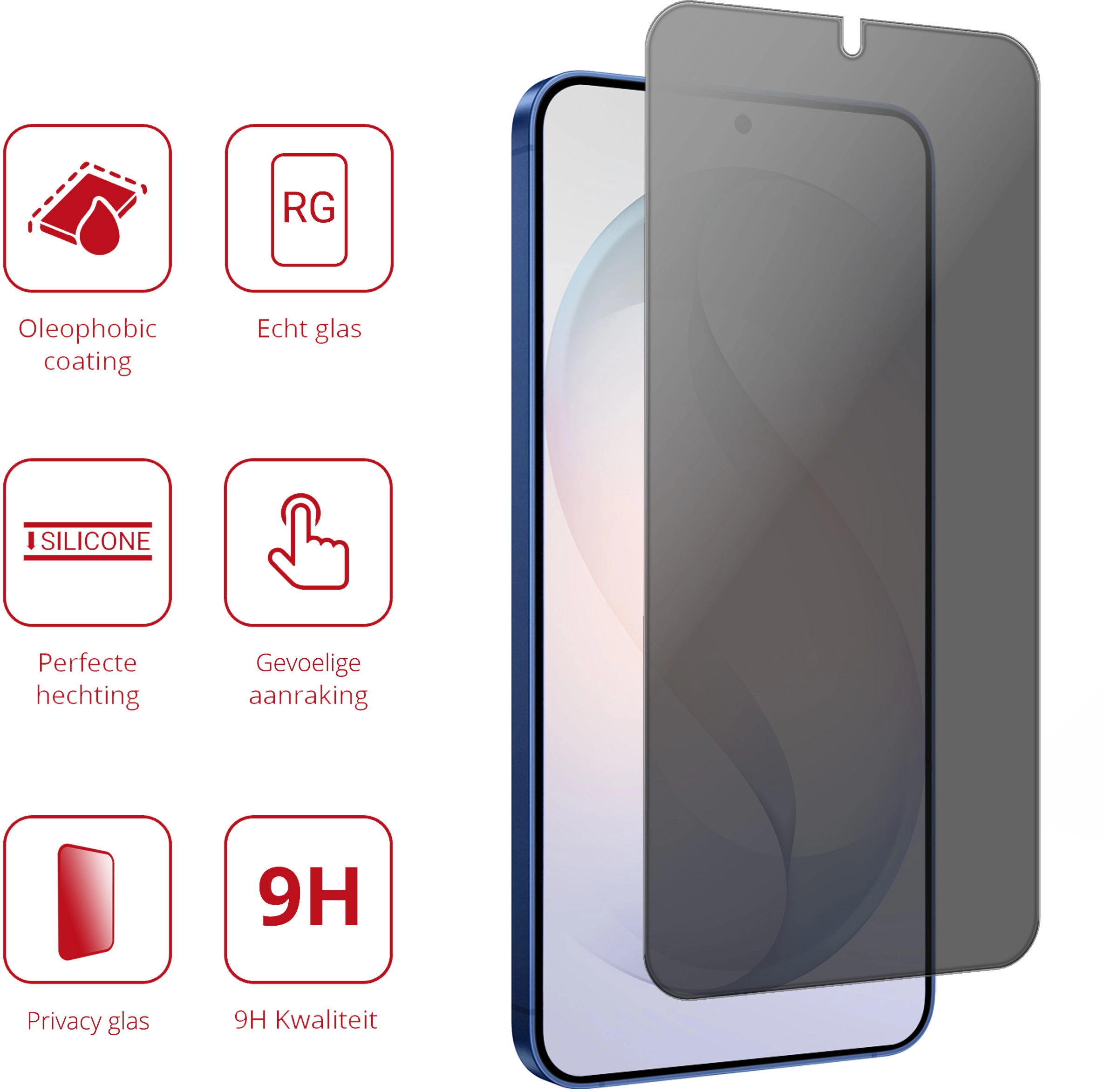 Rosso Samsung Galaxy S26 Plus 9H Tempered Glass Screen Protector Privacy afbeelding 2
