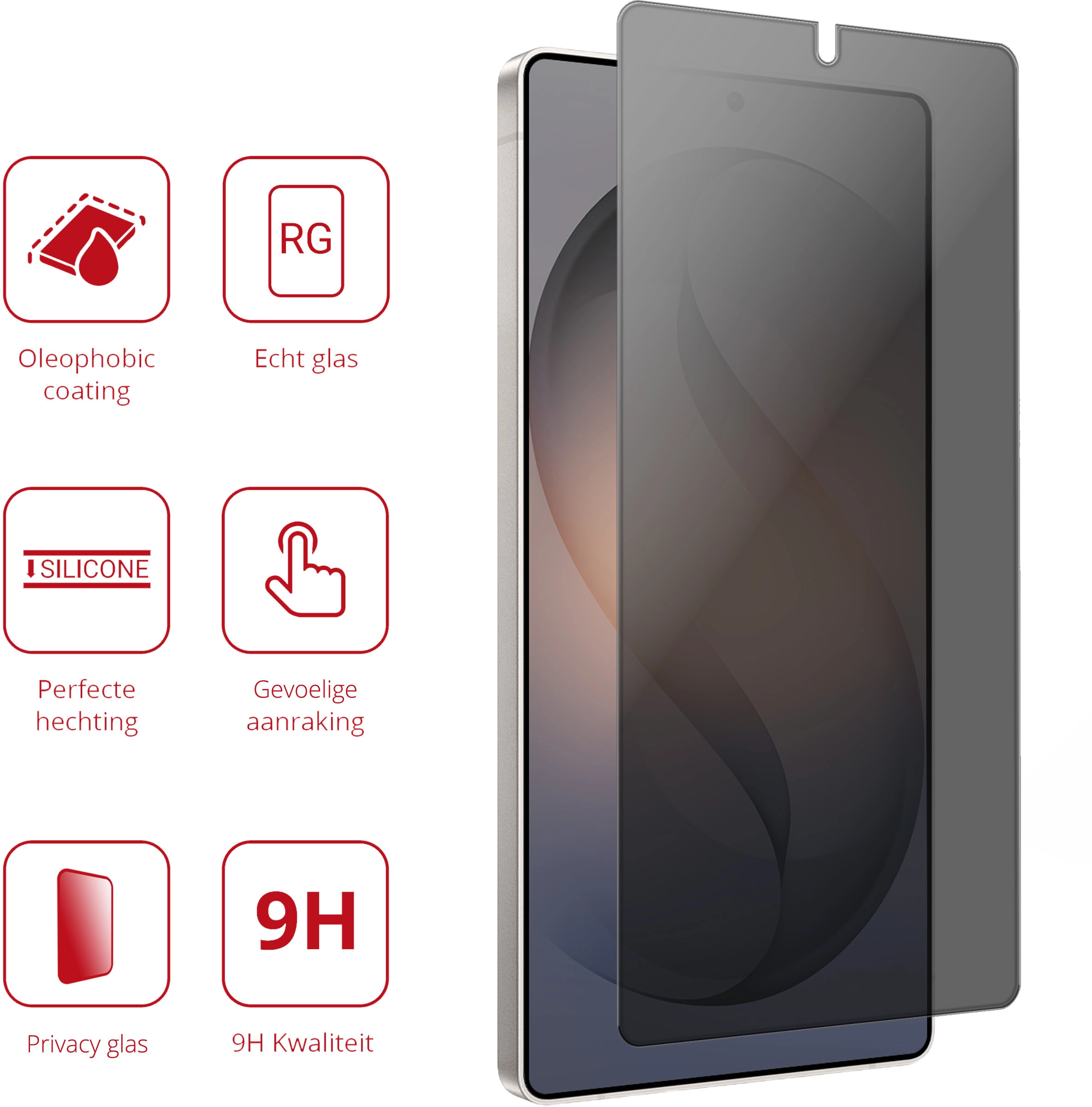 Rosso Samsung Galaxy S26 Ultra 9H Tempered Glass Screen Protector Privacy afbeelding 2