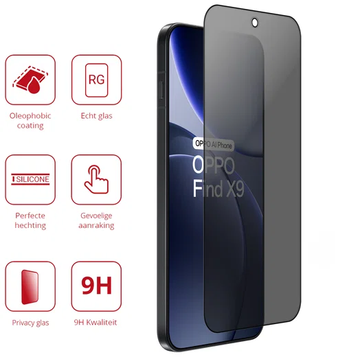 Rosso Oppo Find X9 9H Tempered Glass Screen Protector Privacy afbeelding 2