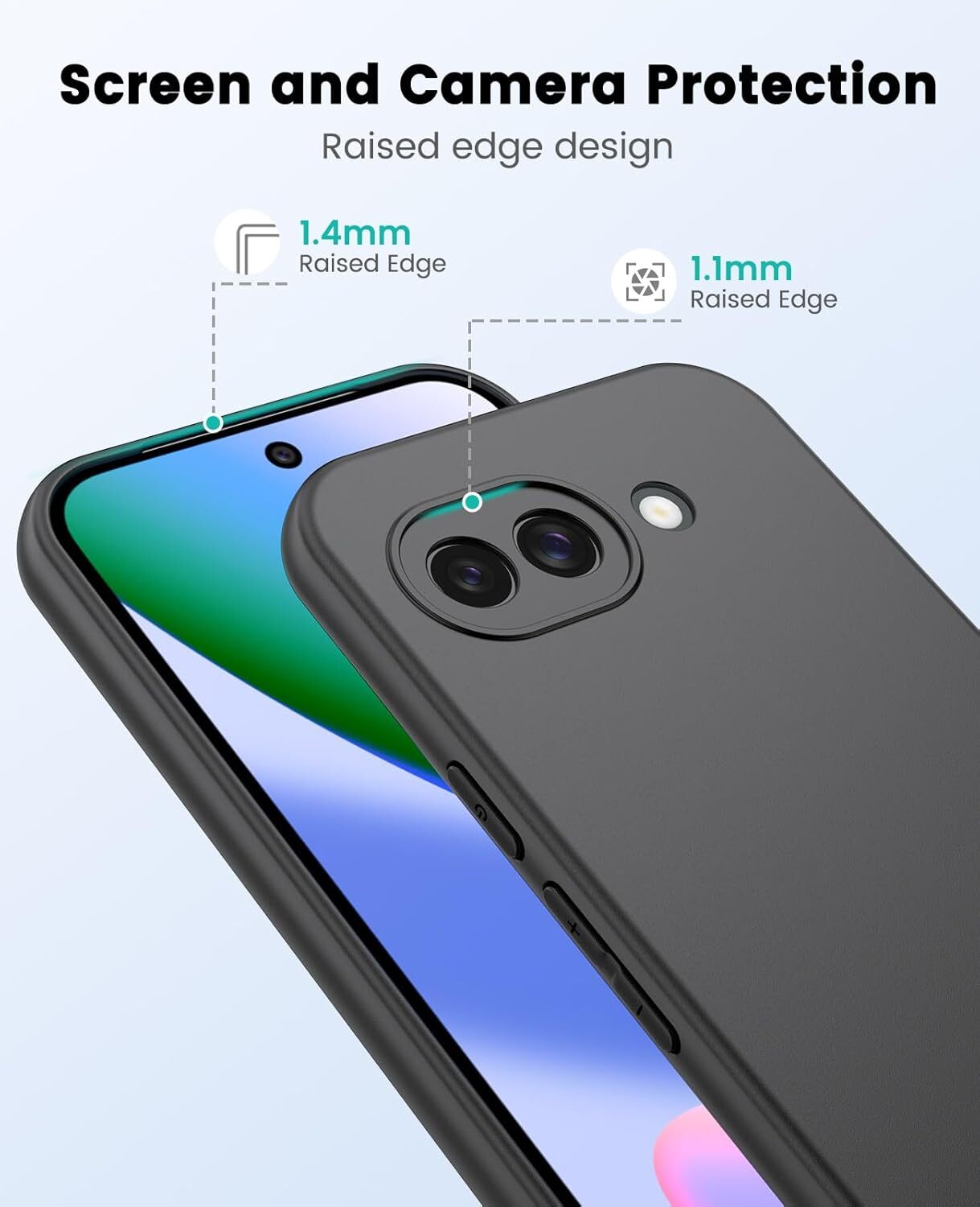 Google Pixel 10a Hoesje Dun TPU Back Cover Matte Zwart afbeelding 3