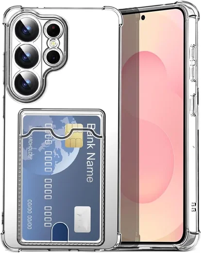 Samsung Galaxy S26 Ultra Hoesje Dun TPU met Pasjeshouder Back Cover Transparant afbeelding 2