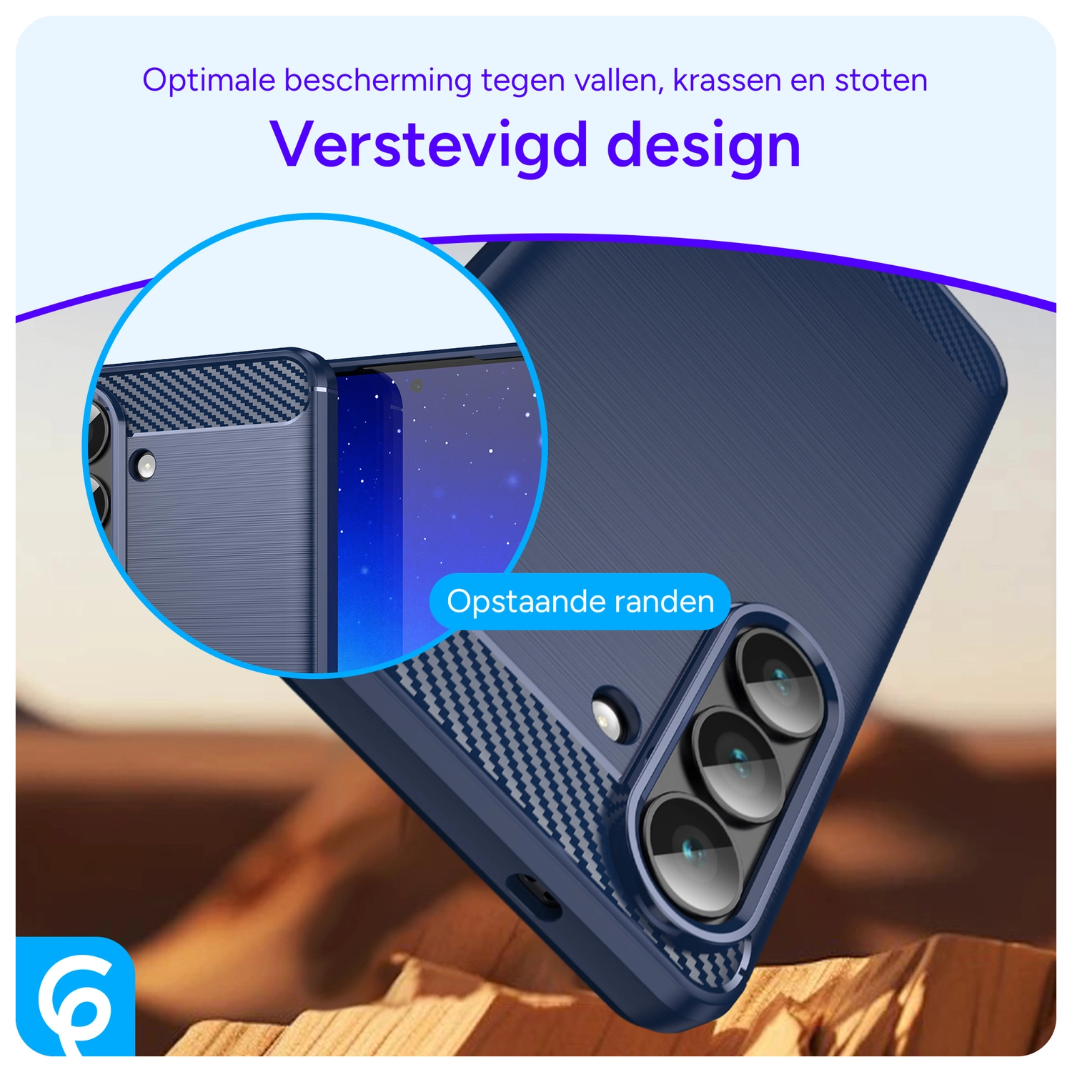 Samsung Galaxy S26 Hoesje Geborsteld TPU Flexibele Back Cover Blauw afbeelding 2