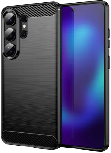 Samsung Galaxy S26 Ultra Hoesje Geborsteld TPU Flexibele Back Cover Zwart afbeelding 1