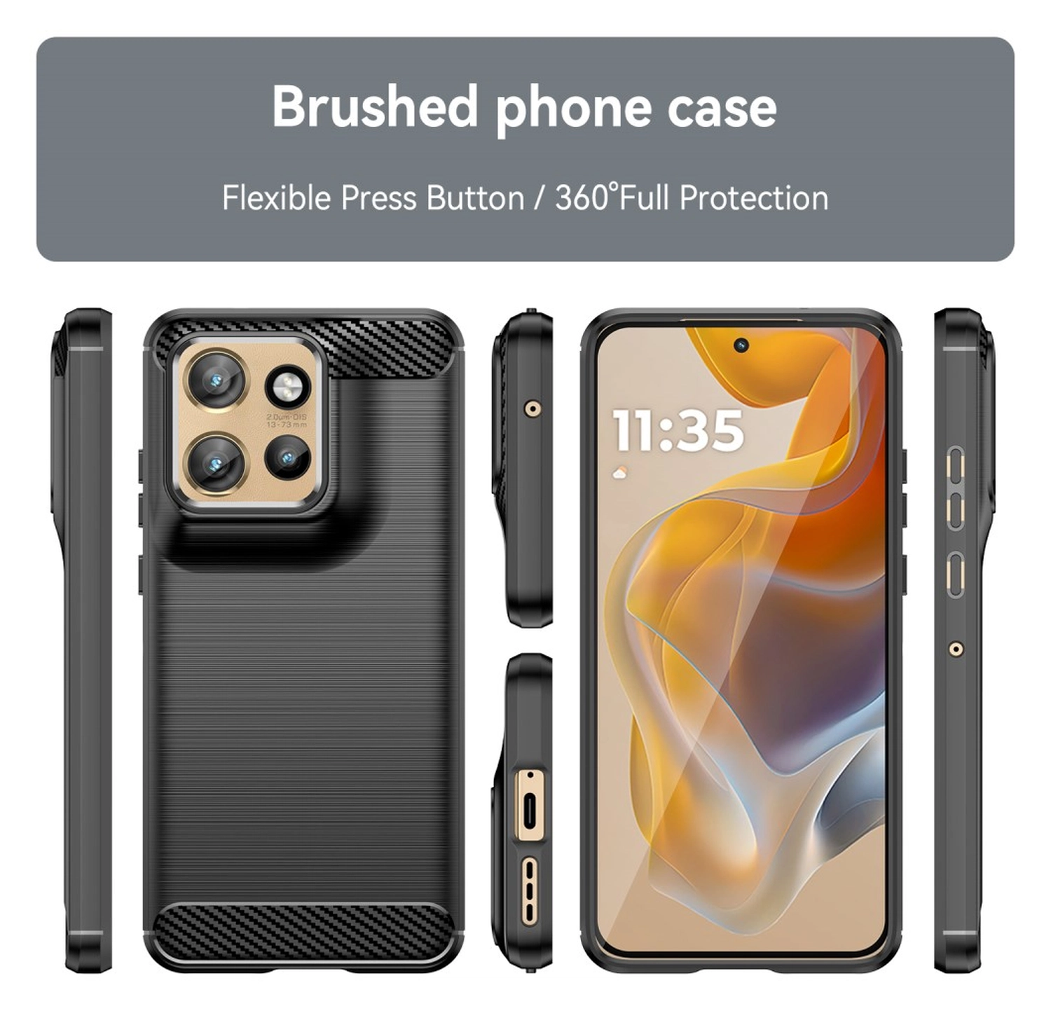 Motorola Edge 60 Neo Hoesje Geborsteld TPU Flexibele Back Cover Zwart afbeelding 8