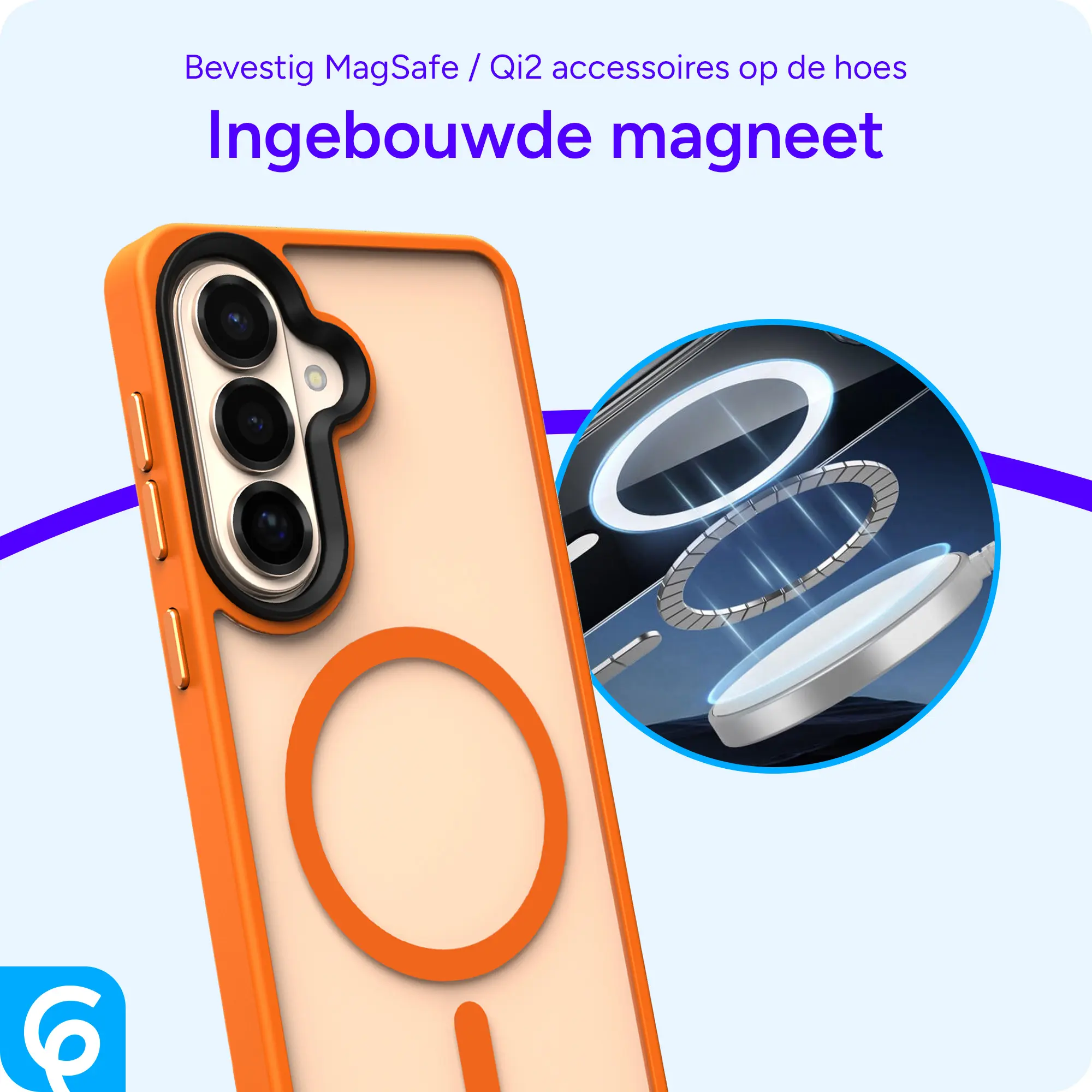 Samsung Galaxy S26 Hoesje met MagSafe Back Cover Matte Oranje afbeelding 5