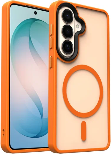 Samsung Galaxy S26 Hoesje met MagSafe Back Cover Matte Oranje afbeelding 1