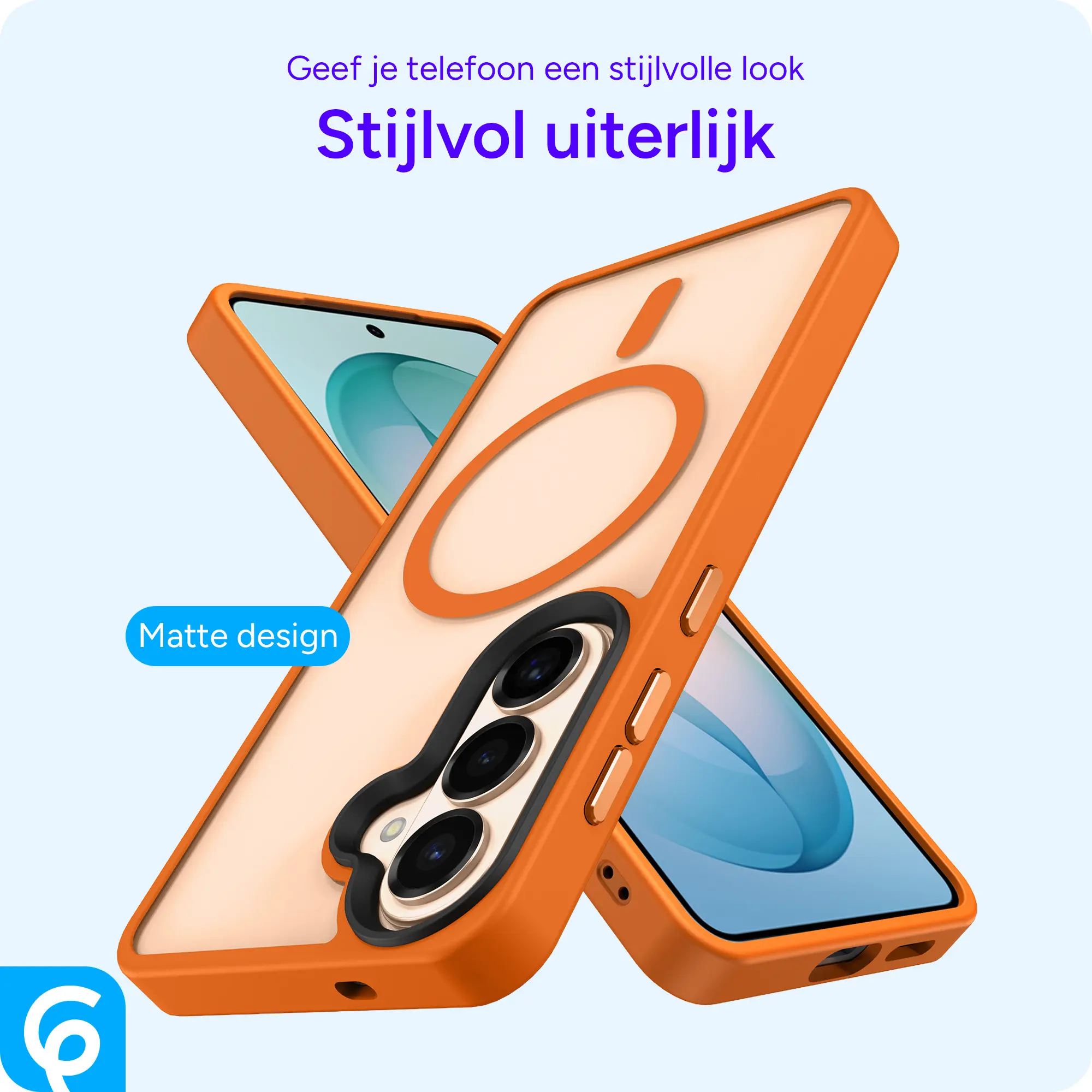 Samsung Galaxy S26 Hoesje met MagSafe Back Cover Matte Oranje afbeelding 2