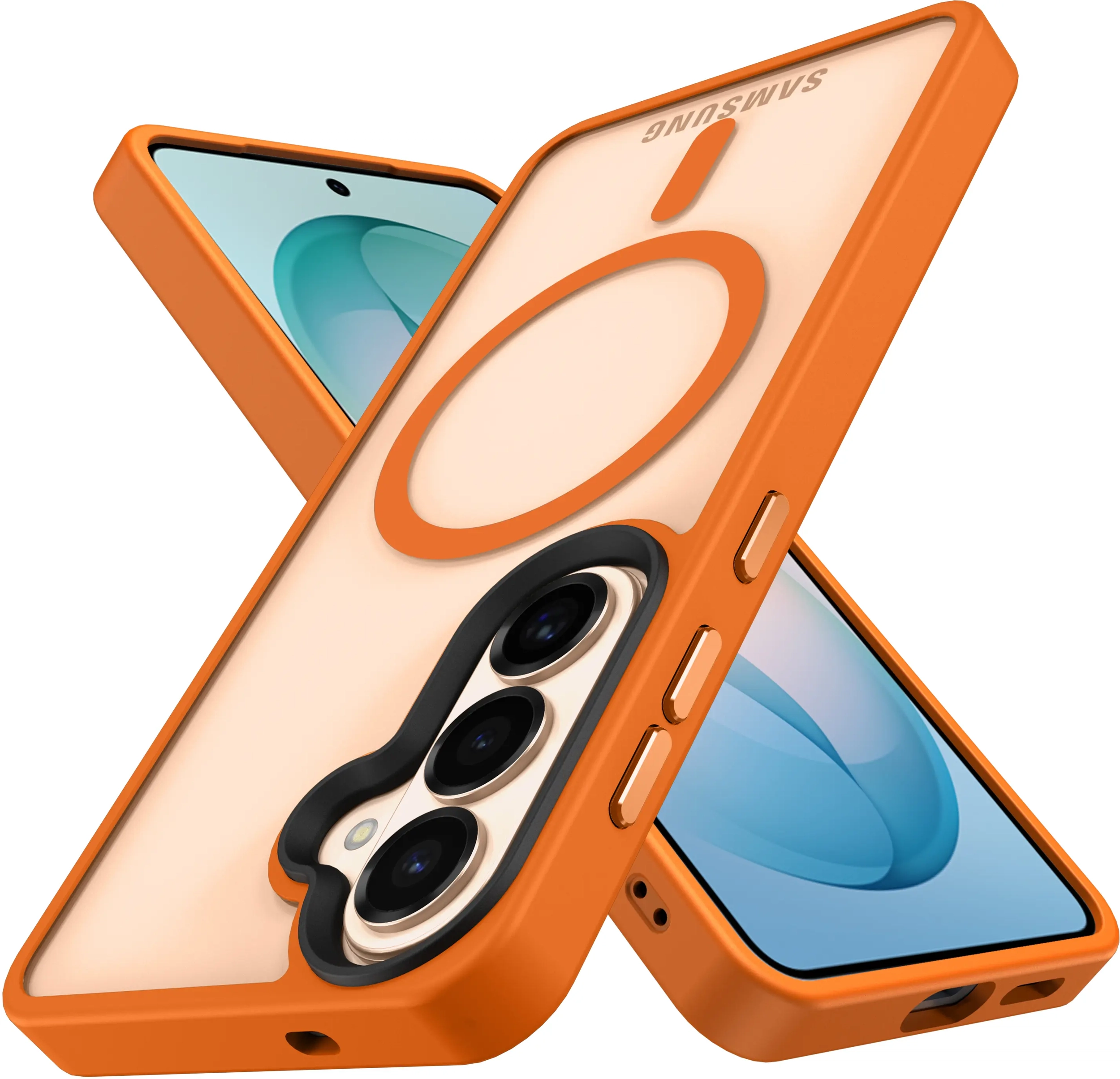 Samsung Galaxy S26 Hoesje met MagSafe Back Cover Matte Oranje afbeelding 9