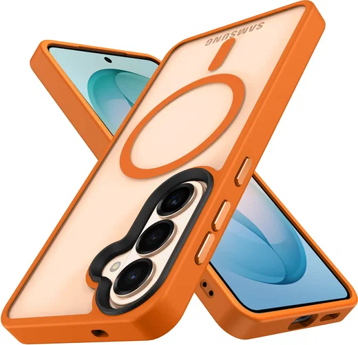 Samsung Galaxy S26 Hoesje met MagSafe Back Cover Matte Oranje afbeelding 9