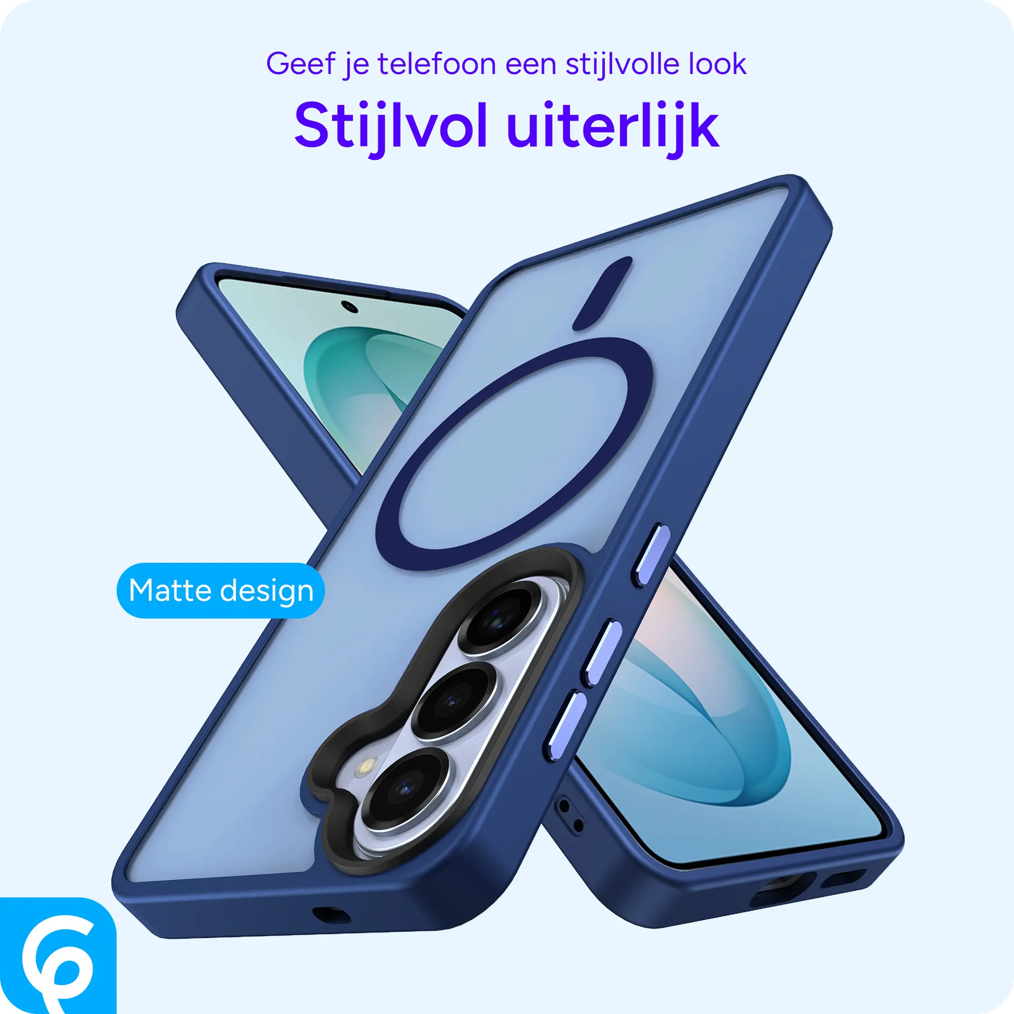 Samsung Galaxy S26 Hoesje met MagSafe Back Cover Matte Blauw afbeelding 2