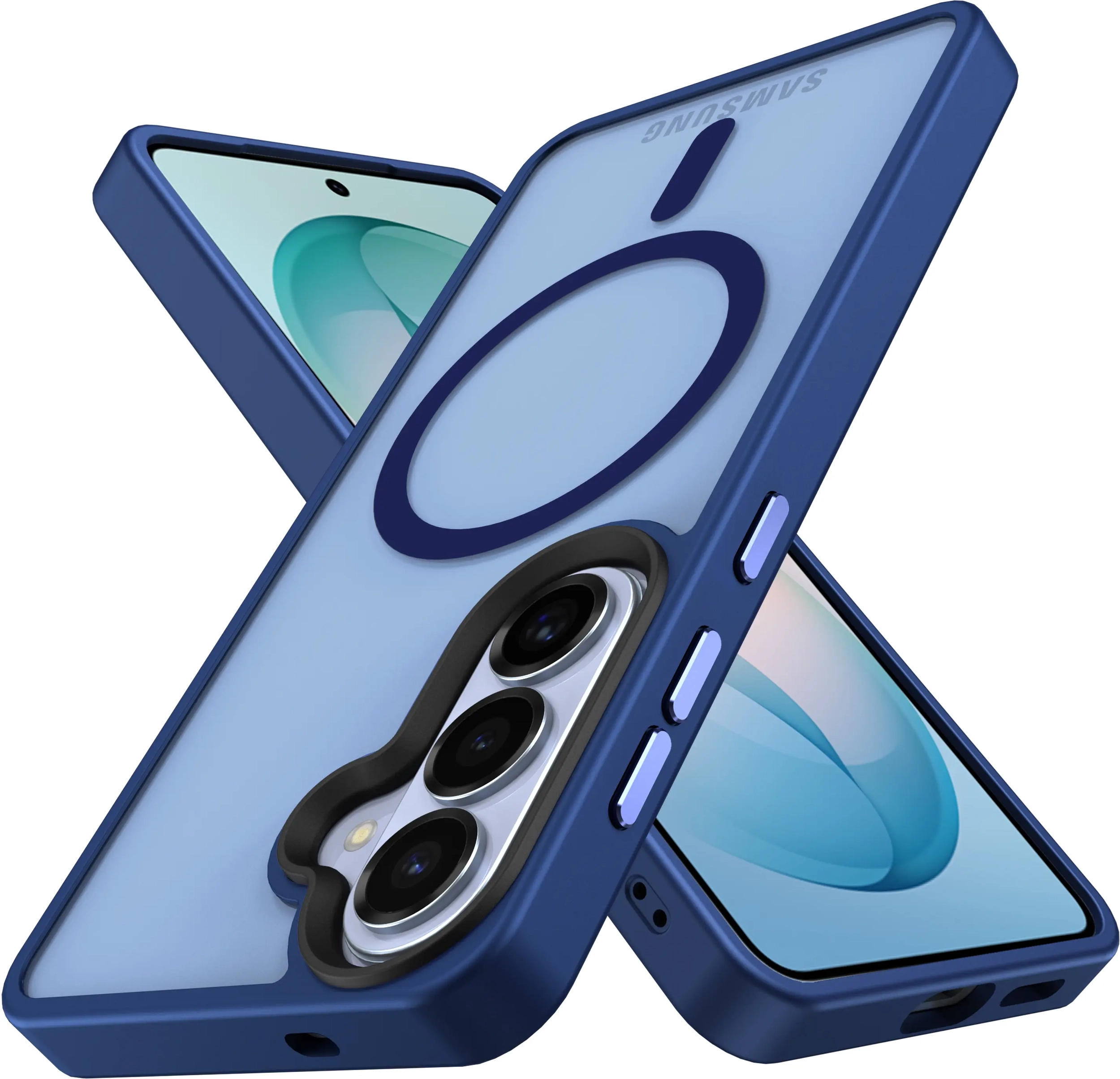 Samsung Galaxy S26 Hoesje met MagSafe Back Cover Matte Blauw afbeelding 9
