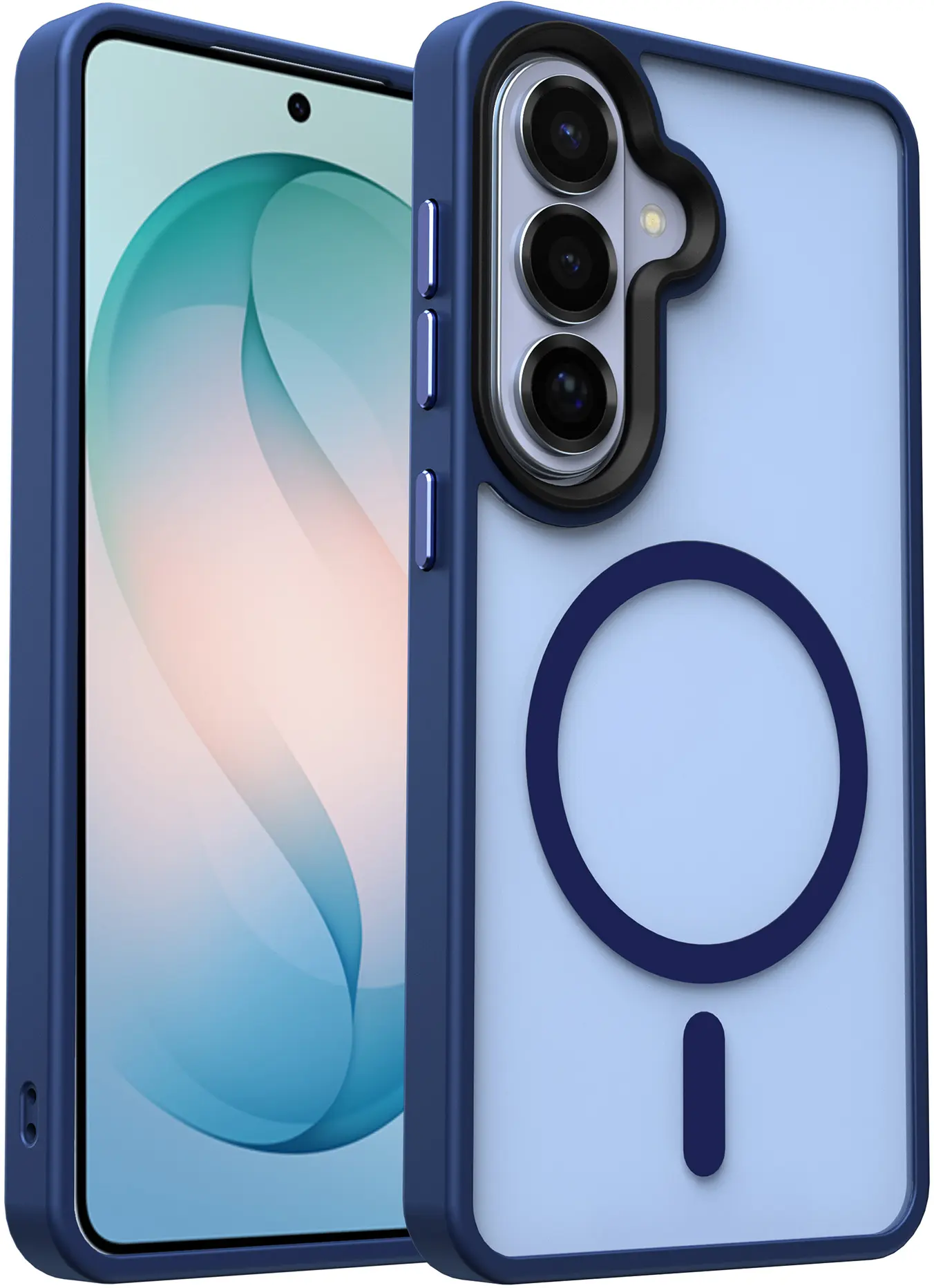 Samsung Galaxy S26 Hoesje met MagSafe Back Cover Matte Blauw afbeelding 1