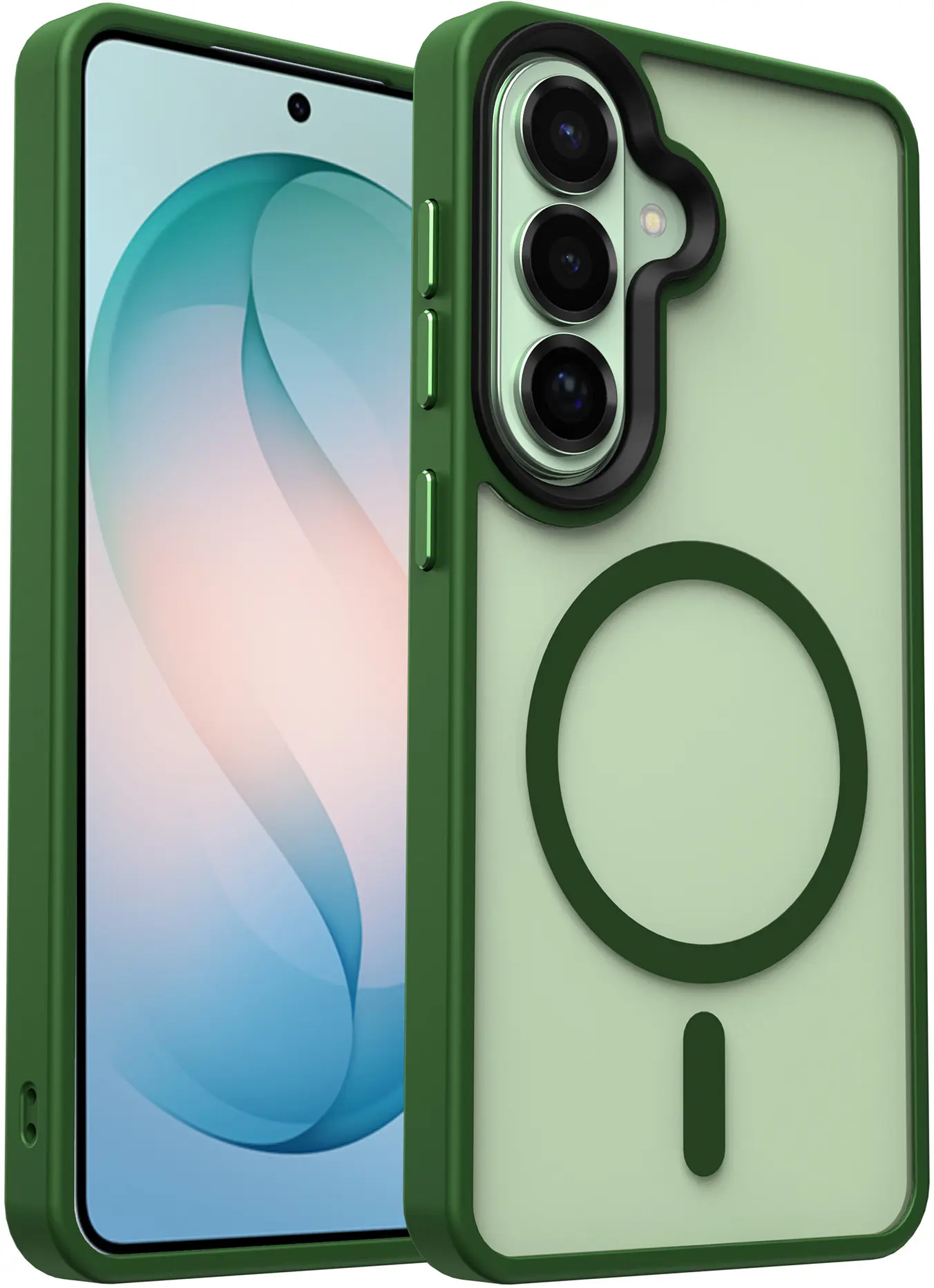 Samsung Galaxy S26 Hoesje met MagSafe Back Cover Matte Groen afbeelding 1