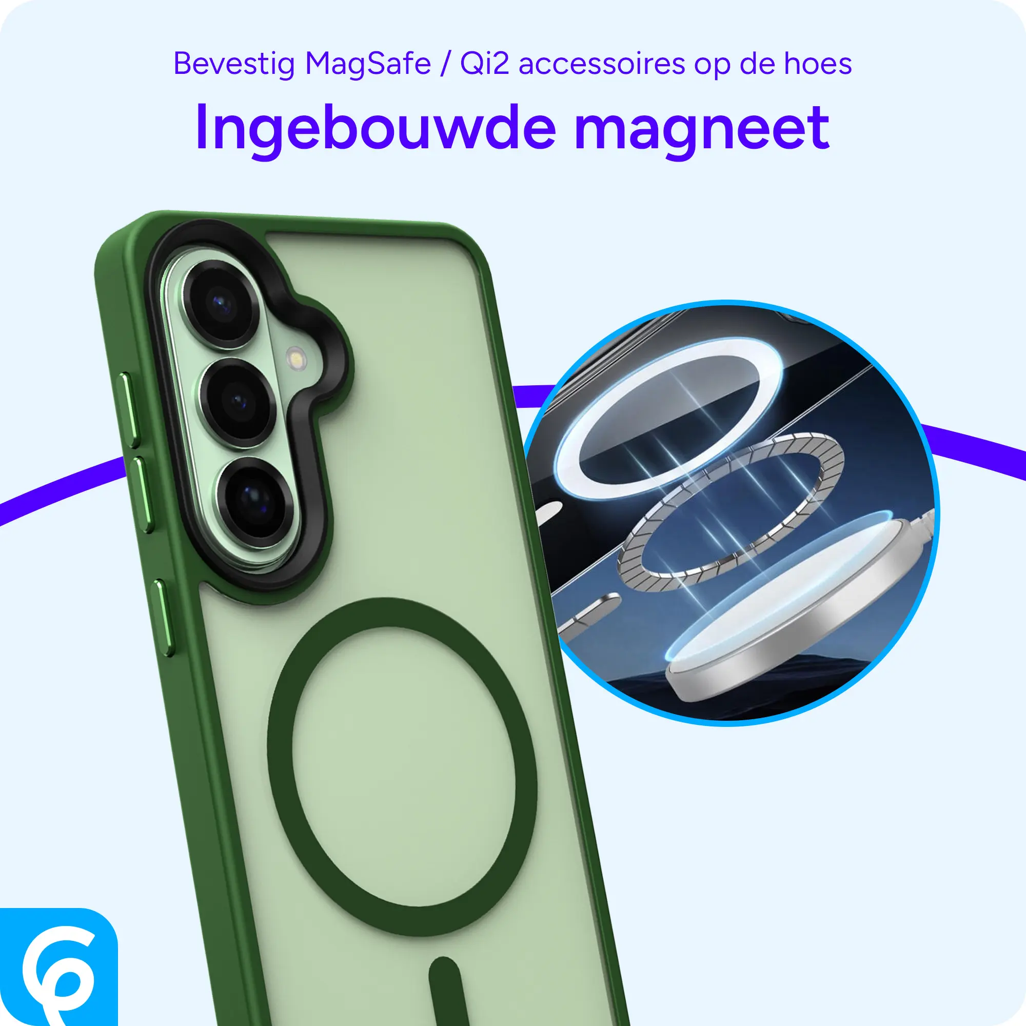 Samsung Galaxy S26 Hoesje met MagSafe Back Cover Matte Groen afbeelding 5