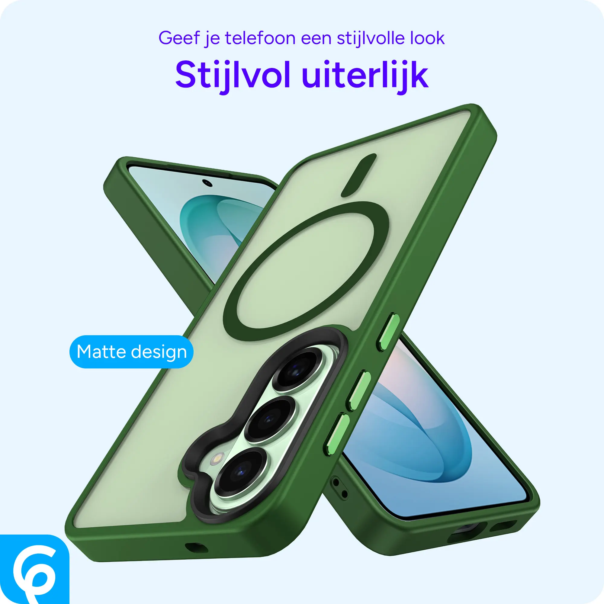 Samsung Galaxy S26 Hoesje met MagSafe Back Cover Matte Groen afbeelding 2
