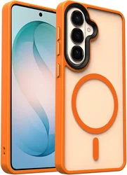 Samsung Galaxy S26 Plus Hoesje met MagSafe Back Cover Matte Oranje afbeelding