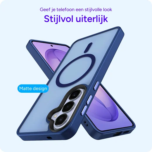 Samsung Galaxy S26 Plus Hoesje met MagSafe Back Cover Matte Blauw afbeelding 2