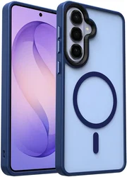 Samsung Galaxy S26 Plus Hoesje met MagSafe Back Cover Matte Blauw afbeelding