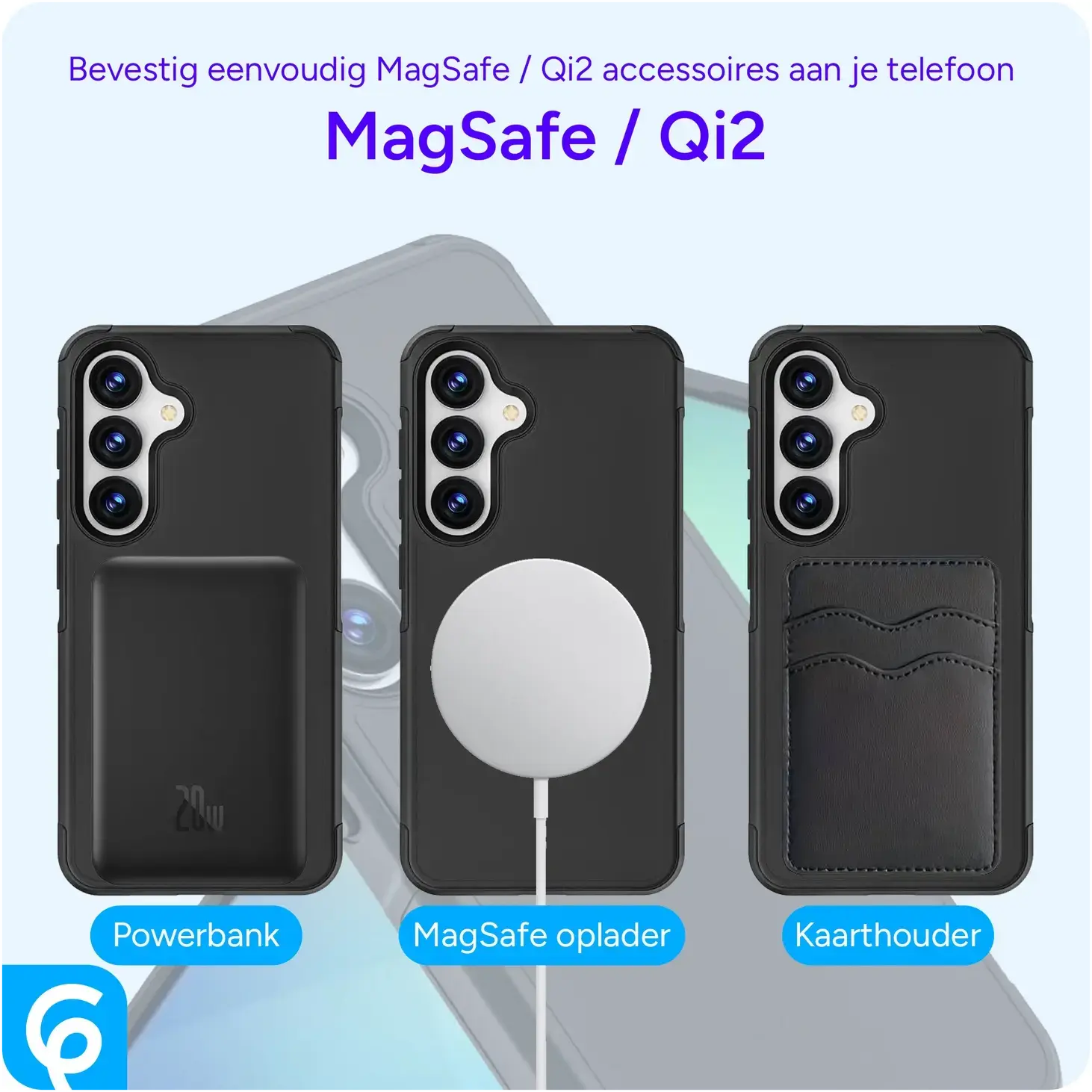 Saamsung Galaxy S26 Hoesje Dual-Layer Hybride Back Cover met MagSafe / Qi2 Zwart afbeelding 4