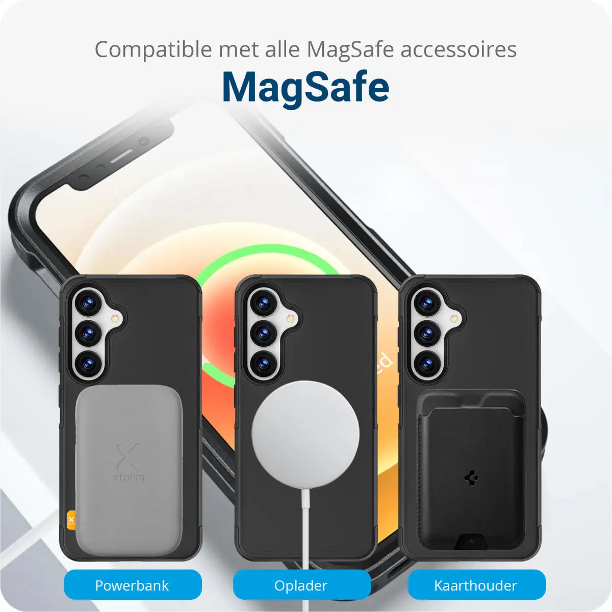 Samsung S26 Plus Hoesje Dual-Layer Hybride Back Cover met MagSafe / Qi2 Zwart afbeelding 5