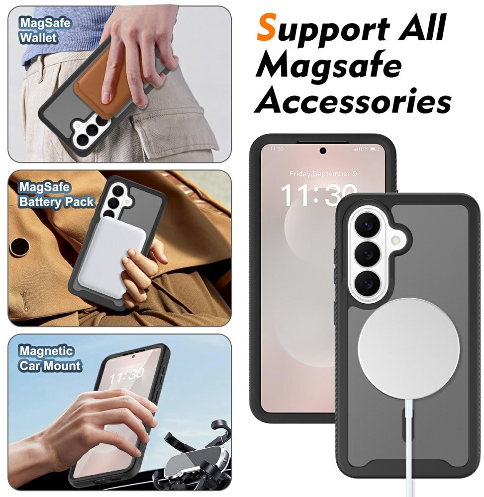 Samsung Galaxy S26 Hoesje Full Protect 360° Cover met MagSafe / Qi2 Zwart afbeelding 6