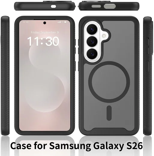 Samsung Galaxy S26 Hoesje Full Protect 360° Cover met MagSafe / Qi2 Zwart afbeelding 7