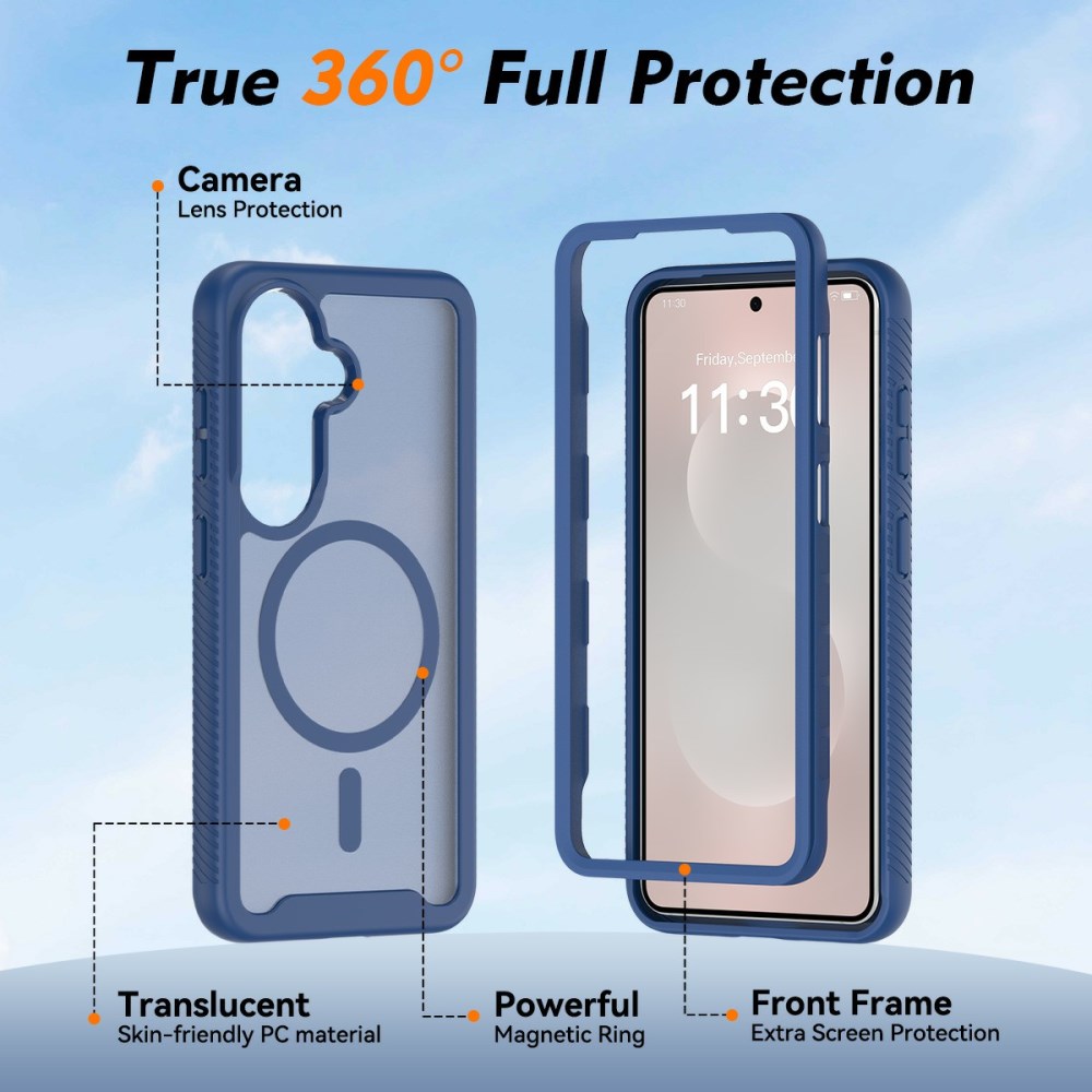 Samsung Galaxy S26 Hoesje Full Protect 360° Cover met MagSafe / Qi2 Blauw afbeelding 4