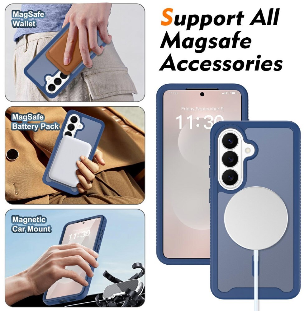 Samsung Galaxy S26 Hoesje Full Protect 360° Cover met MagSafe / Qi2 Blauw afbeelding 6