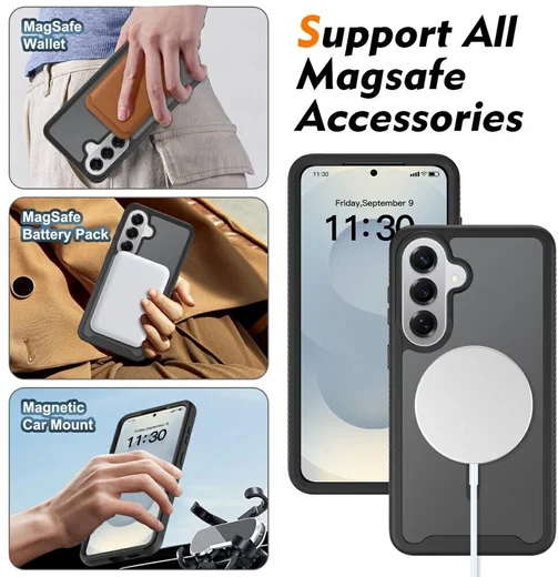 Samsung Galaxy S26 Plus Hoesje Full Protect 360° Cover met MagSafe / Qi2 Zwart afbeelding 6