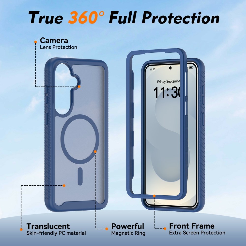 Samsung Galaxy S26 Plus Hoesje Full Protect 360° Cover met MagSafe / Qi2 Blauw afbeelding 4