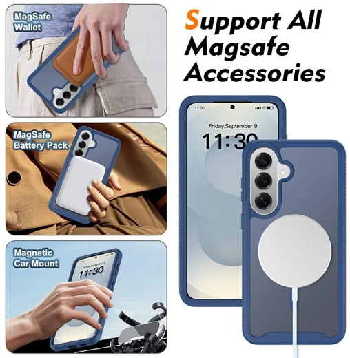 Samsung Galaxy S26 Plus Hoesje Full Protect 360° Cover met MagSafe / Qi2 Blauw afbeelding 6