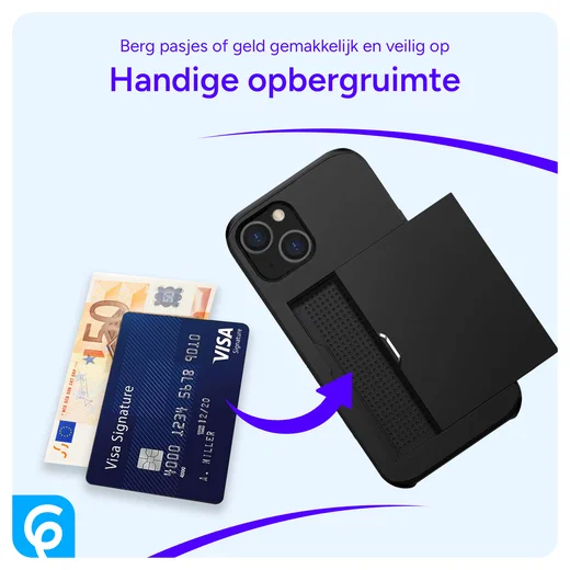Samsung Galaxy S26 Hoesje met Slider Kaarthouder Back Cover Zwart afbeelding 6