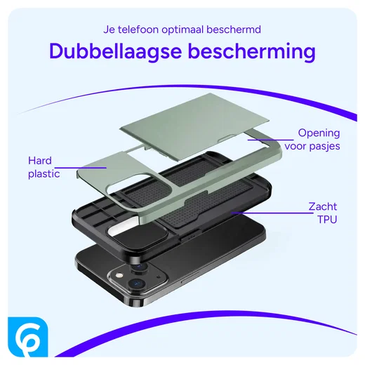 Samsung Galaxy S26 Hoesje met Slider Kaarthouder Back Cover Groen afbeelding 11