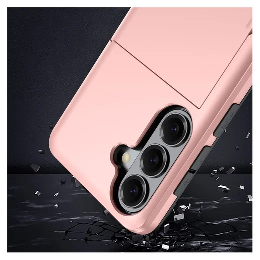 Samsung Galaxy S26 Hoesje met Slider Kaarthouder Back Cover Roze afbeelding 4