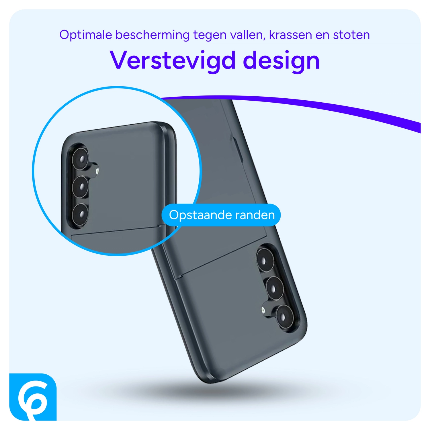 Samsung Galaxy S26 Hoesje met Slider Kaarthouder Back Cover Blauw afbeelding 2