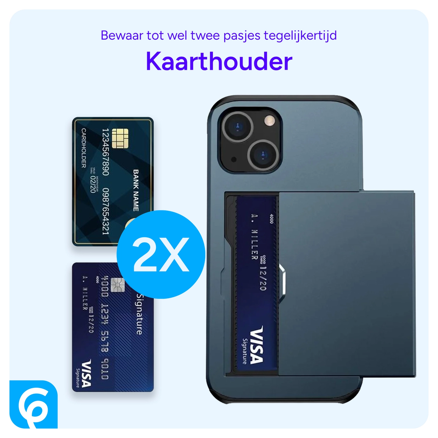 Samsung Galaxy S26 Hoesje met Slider Kaarthouder Back Cover Blauw afbeelding 10