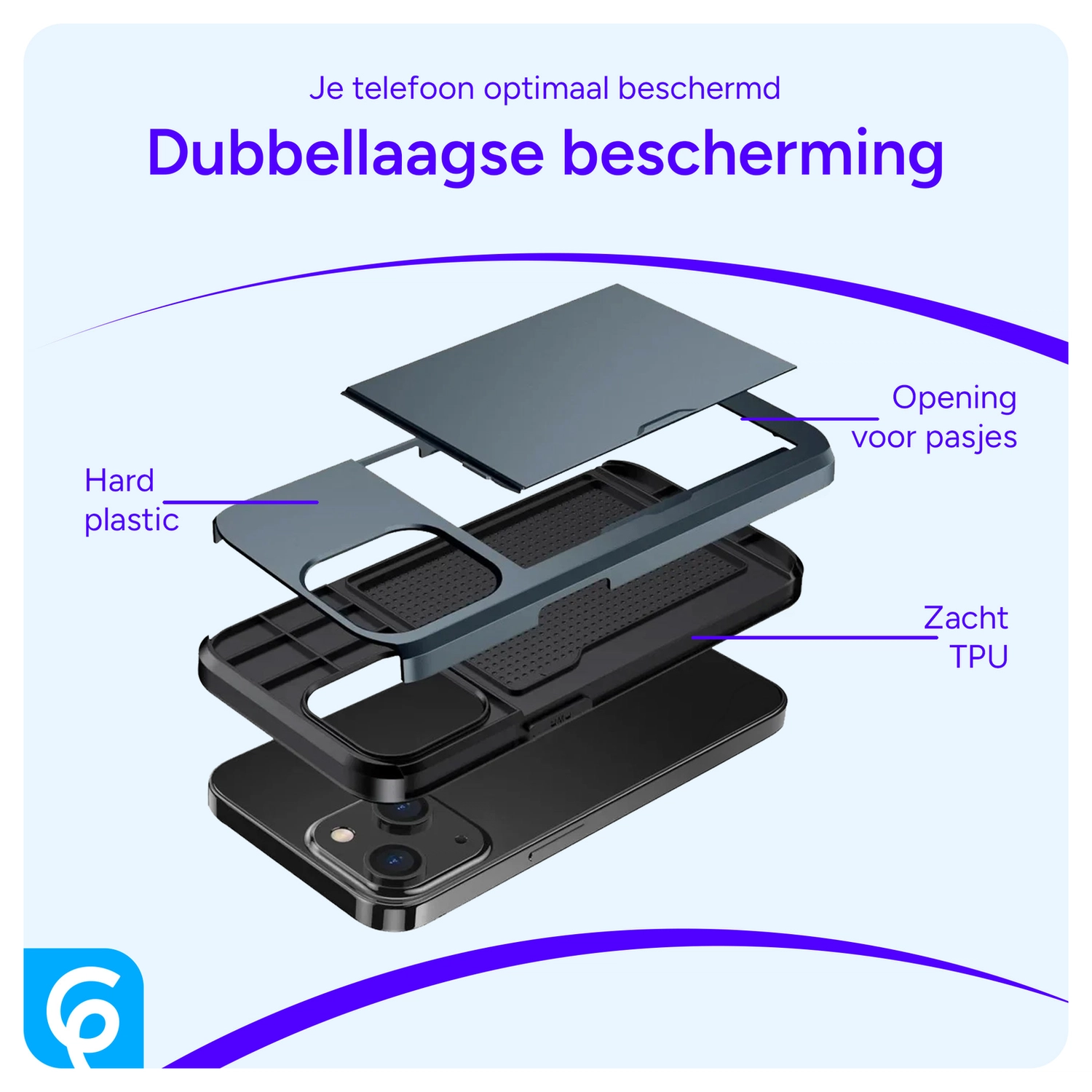 Samsung Galaxy S26 Hoesje met Slider Kaarthouder Back Cover Blauw afbeelding 11