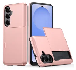 Samsung Galaxy S26 Plus Hoesje met Slider Kaarthouder Back Cover Roze afbeelding