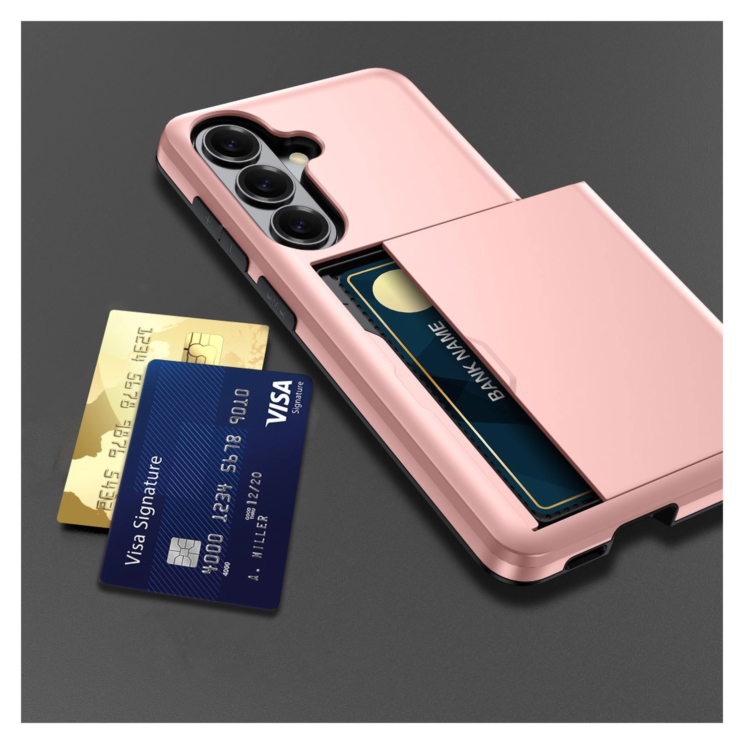 Samsung Galaxy S26 Plus Hoesje met Slider Kaarthouder Back Cover Roze afbeelding 9