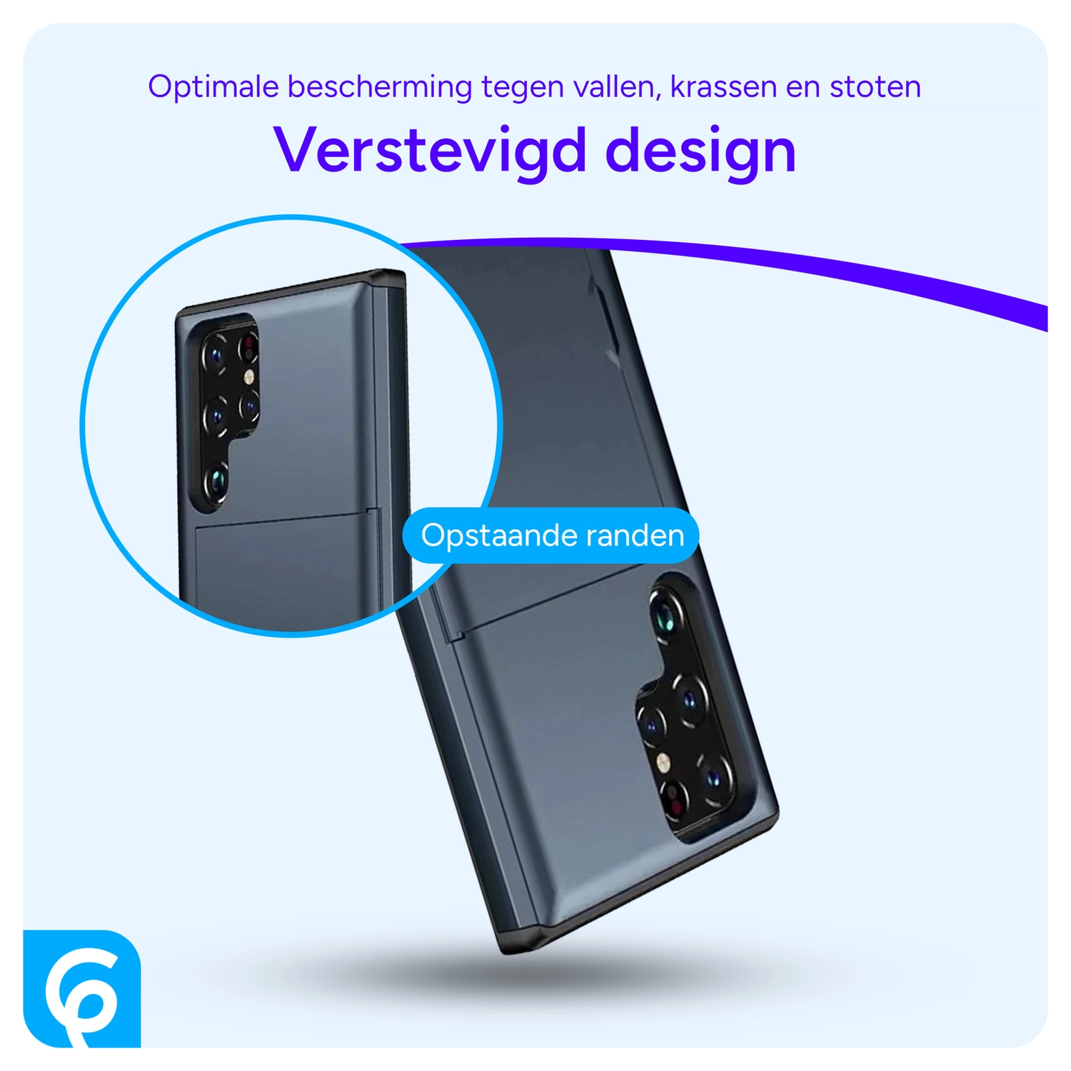 Samsung Galaxy S26 Ultra Hoesje met Slider Kaarthouder Back Cover Blauw afbeelding 4