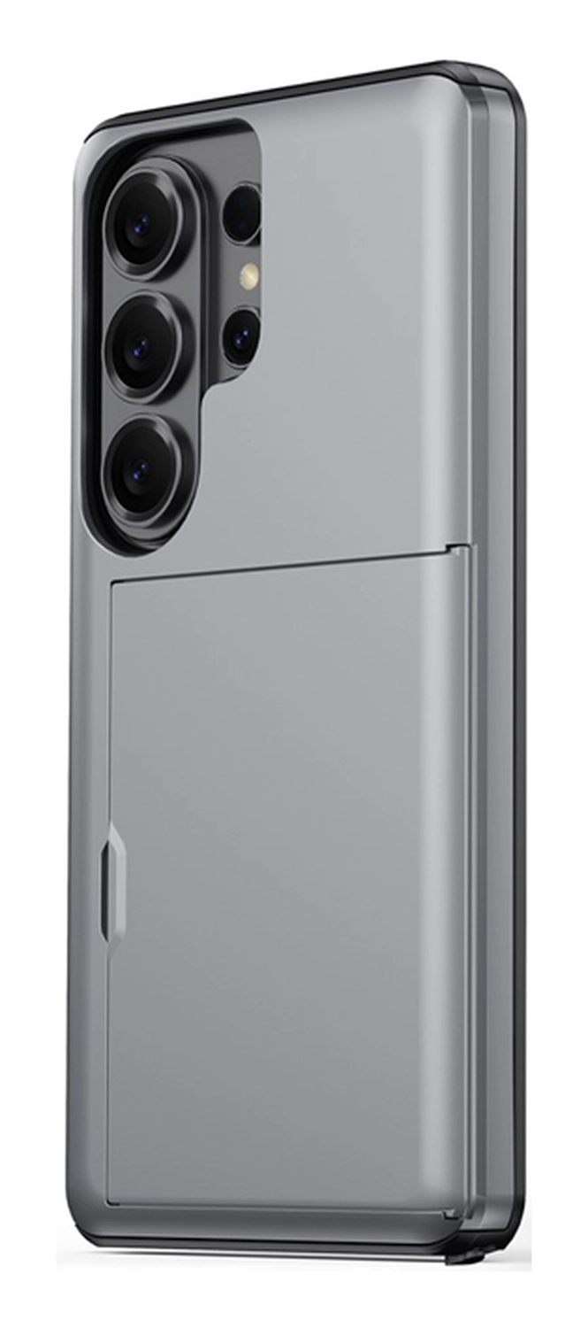 Samsung Galaxy S26 Ultra Hoesje met Slider Kaarthouder Back Cover Grijs afbeelding 2