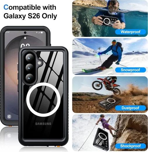 SBG Outdoor Case Samsung Galaxy S26 Waterdicht met MagSafe / Qi2 Zwart afbeelding 8