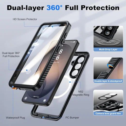 SBG Outdoor Case Samsung Galaxy S26 Waterdicht met MagSafe / Qi2 Zwart afbeelding 6
