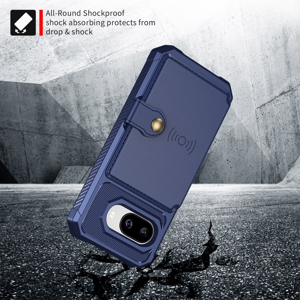 Google Pixel 10a TPU Back Cover met Kunstleren Wallet Blauw afbeelding 5