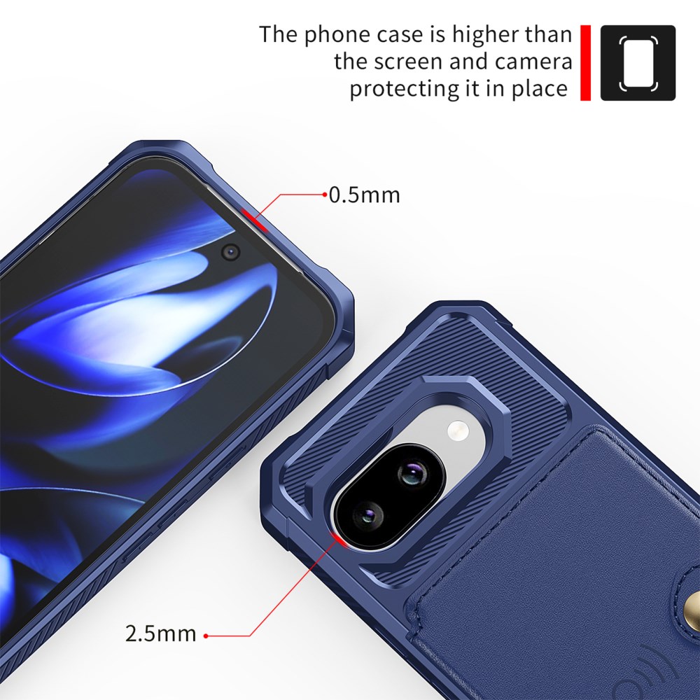 Google Pixel 10a TPU Back Cover met Kunstleren Wallet Blauw afbeelding 8