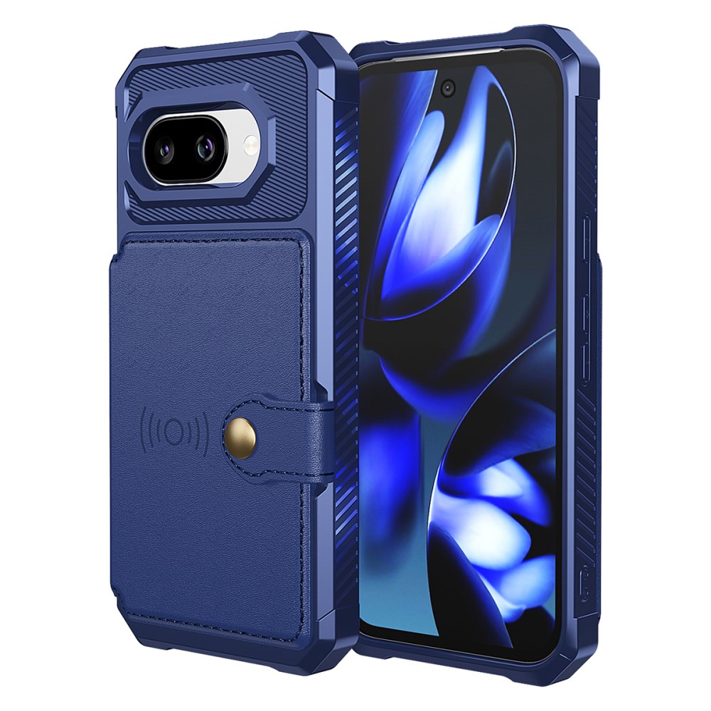 Google Pixel 10a TPU Back Cover met Kunstleren Wallet Blauw afbeelding 2