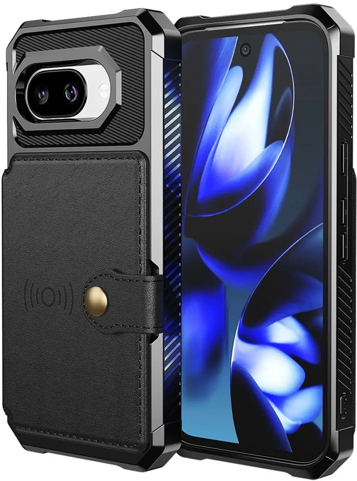 Google Pixel 10a TPU Back Cover met Kunstleren Wallet Zwart afbeelding 4