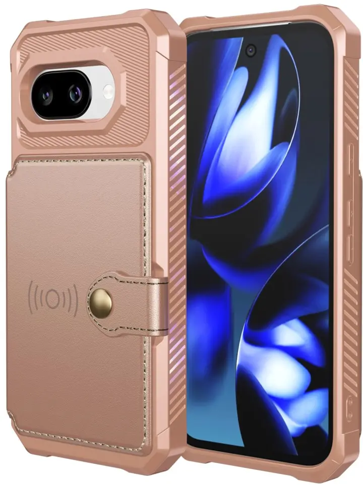 Google Pixel 10a TPU Back Cover met Kunstleren Wallet Roze afbeelding 4