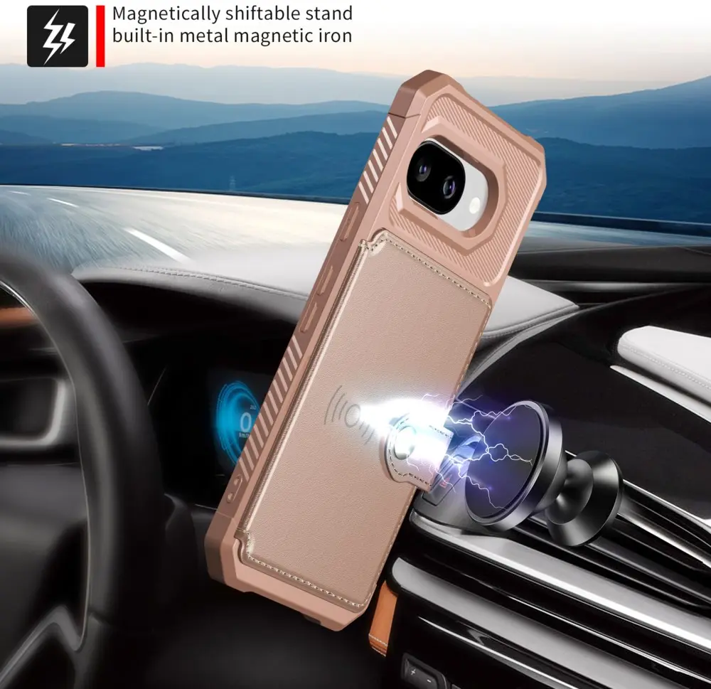 Google Pixel 10a TPU Back Cover met Kunstleren Wallet Roze afbeelding 8